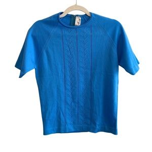 VINTAGE 60s Blue Polyester Shirt